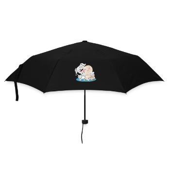 Dalmatiner mit Baby - Regenschirm (klein) - Schwarz - Vorne