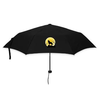 Vollmond Wolf Geschenk - Regenschirm (klein) - Schwarz - Vorne