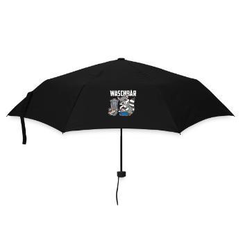 Waschbär wäscht Wäsche Camping Abwasch Geschenk - Regenschirm (klein) - Schwarz - Vorne