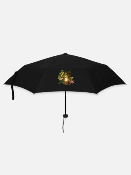 wald 48 mit fuchs - Regenschirm (klein) - Schwarz