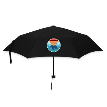 Bear mountains sunset retro - Umbrella (small) - black - Front