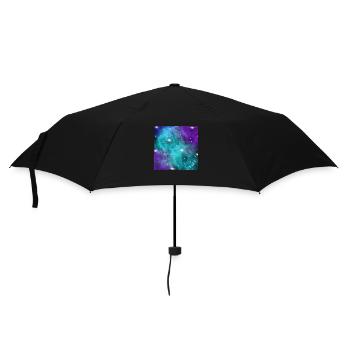 Blue Turquoise Purple Star Nebula Space Galaxy Uni - Regenschirm (klein) - Schwarz - Vorne