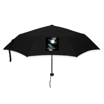 Full moon and moonlight on water at night - Umbrella (small) - black - Front