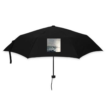 Ducks, Mallards and Swans on the lake at sunset - Umbrella (small) - black - Front