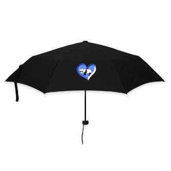 blue panda cartoon heart love bear - Umbrella (small) - black - Front