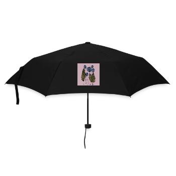 Drawing Flowers Fine Line Abstract Blue Yellow Pink - Umbrella (small) - black - Front