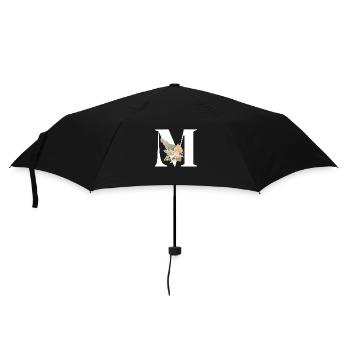 Buchstabe M Blumen - Regenschirm (klein) - Schwarz - Vorne