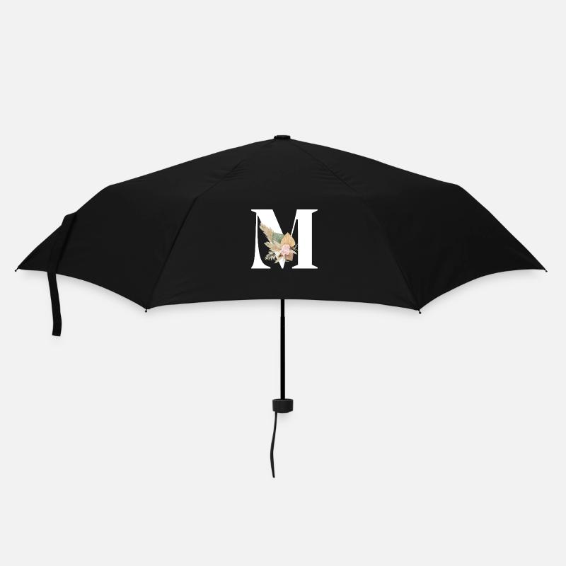 Buchstabe M Blumen - Regenschirm (klein) - Schwarz
