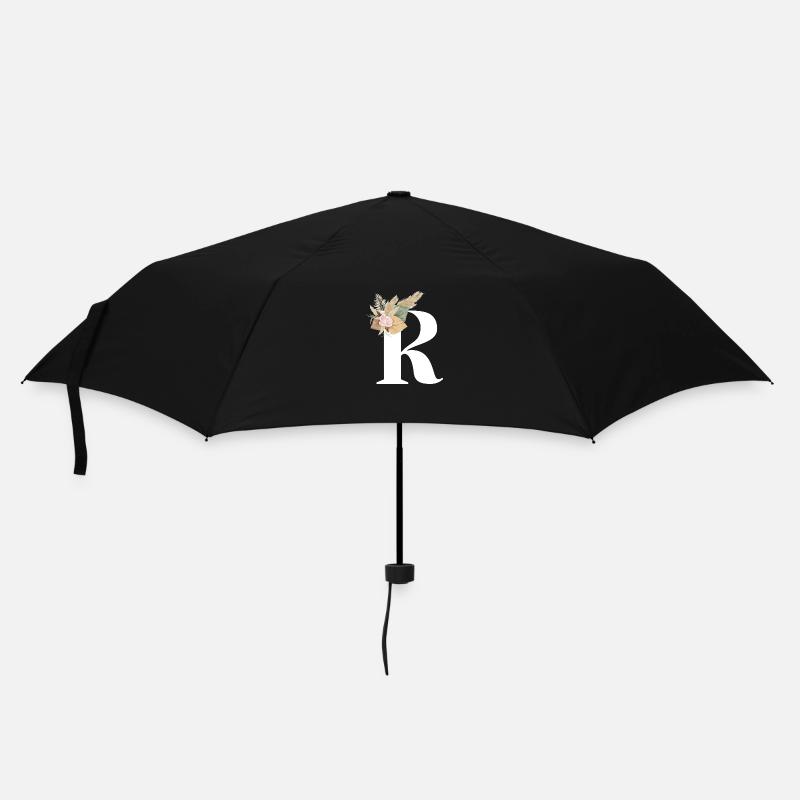 Buchstabe R Blumen - Regenschirm (klein) - Schwarz