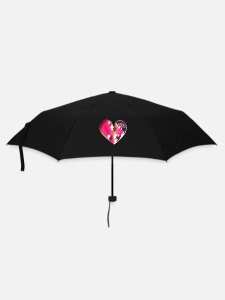 herz pink glitzer narben - Regenschirm (klein) - Schwarz