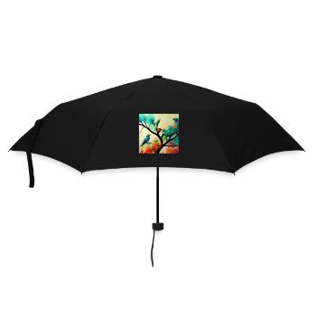 Birds Sitting on tree - Umbrella (small) - black - Front