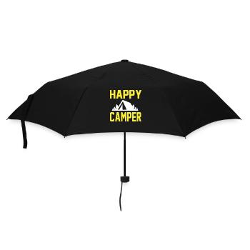 Happy Camper - Regenschirm (klein) - Schwarz - Vorne