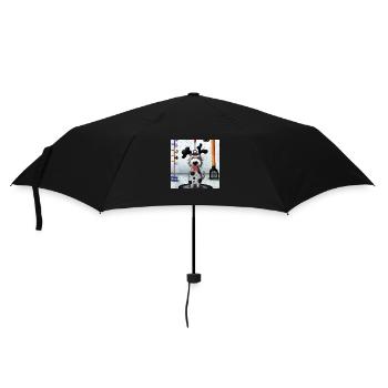 Hund - Handwerker - Helfend - Regenschirm (klein) - Schwarz - Vorne