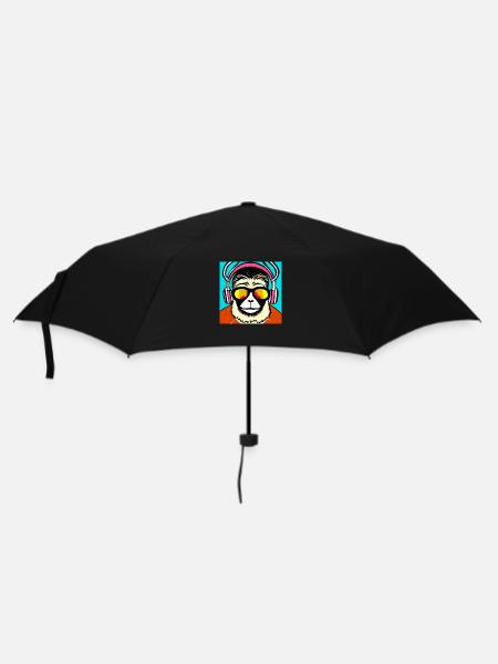 Monkey listening to music with headphones - Umbrella (small) - black