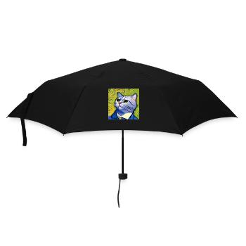 Katze gemalt von Van Gogh - Regenschirm (klein) - Schwarz - Vorne