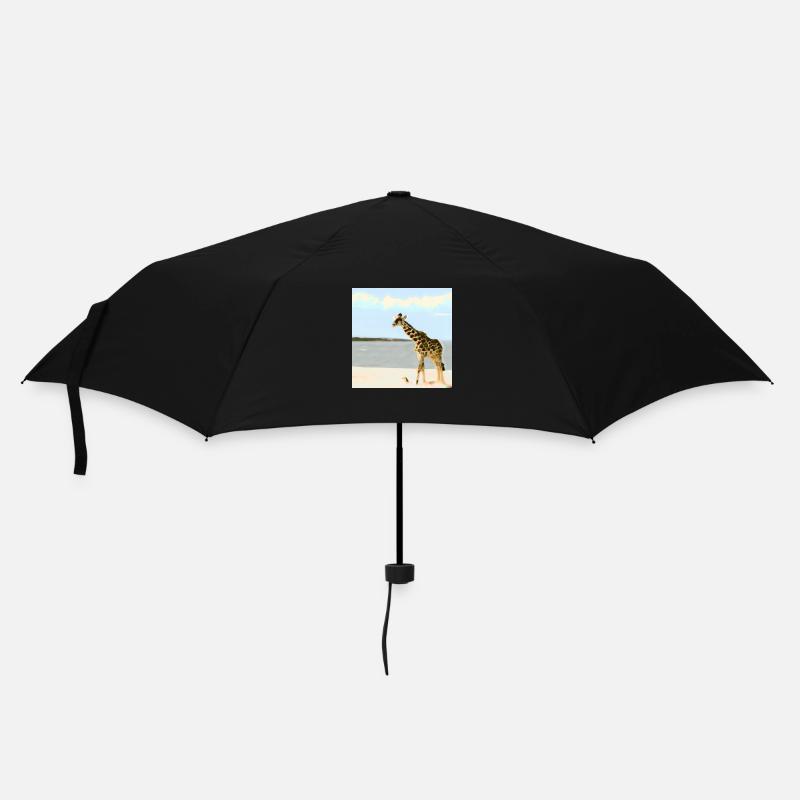 Giraffe am Strand - Regenschirm (klein) - Schwarz