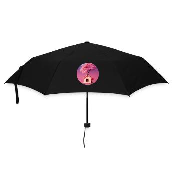 Fairy house surrounded by pink sakura trees - Umbrella (small) - black - Front