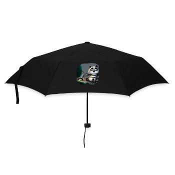 Panda mit dem Fahrrad - Regenschirm (klein) - Schwarz - Vorne