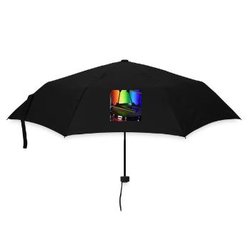 Schlagzeug vor Regenbogen - Regenschirm (klein) - Schwarz - Vorne