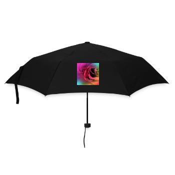 Kreatives mehrfarbiges Foto einer Rose - Regenschirm (klein) - Schwarz - Vorne