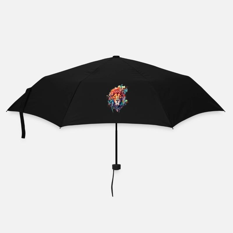 01 Sternzeichen Löwe Ornament Wasserfarbe Kopf - Regenschirm (klein) - Schwarz