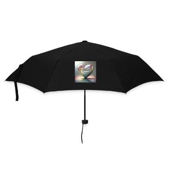 Pastellfarbenes Metallherz - Regenschirm (klein) - Schwarz - Vorne