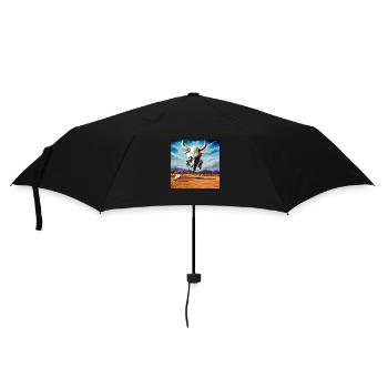 Fliegender Büffelschädel - Regenschirm (klein) - Schwarz - Vorne