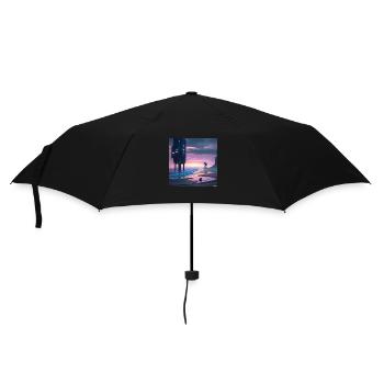 Zukünftiger Strand digital art - Regenschirm (klein) - Schwarz - Vorne