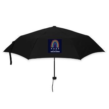 Regenbogen Hass ist keine Meinung BS - Regenschirm (klein) - Schwarz - Vorne
