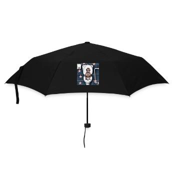 Ein lachender Affe auf dem Klo - Regenschirm (klein) - Schwarz - Vorne