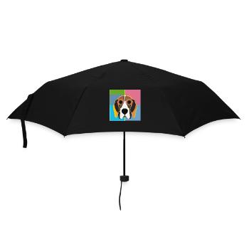 Pop Art Hund - Regenschirm (klein) - Schwarz - Vorne