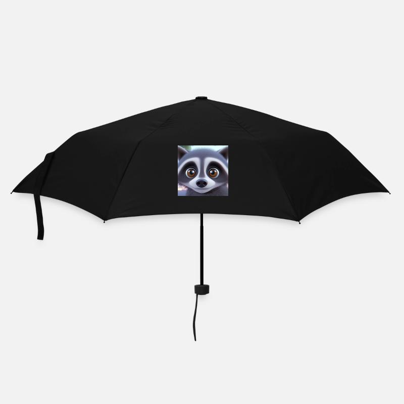 Niedlicher Waschbär - Regenschirm (klein) - Schwarz