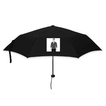 A simple silhouette of a person wearing a shirt - Umbrella (small) - black - Front