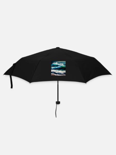 Welle am Strand - Regenschirm (klein) - Schwarz