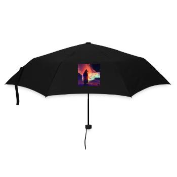 Flames Wolf/Fox Northern Lights, Colored Fire - Umbrella (small) - black - Front