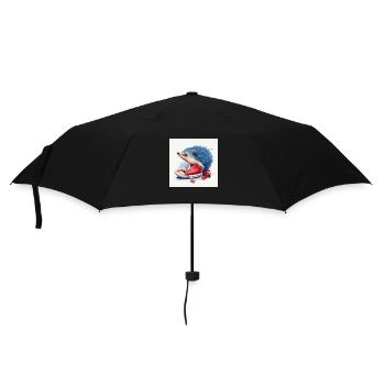 Blauer Igel und rote Schuhe - Regenschirm (klein) - Schwarz - Vorne