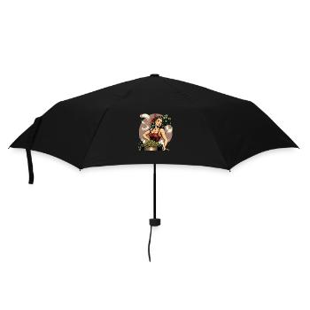 Pinup Girl Bierbrauer Hopfen - Regenschirm (klein) - Schwarz - Vorne
