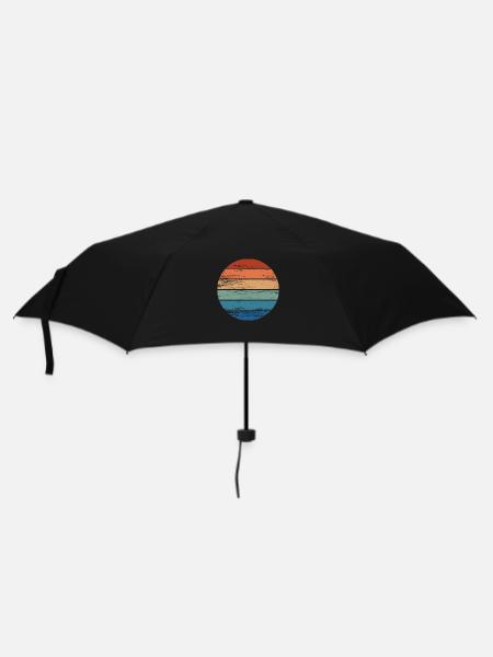 Retro Regenbogen Rainbow Kreis Distressed - Regenschirm (klein) - Schwarz