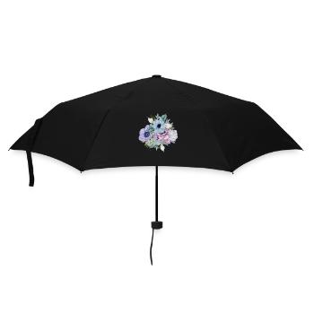 Blaue Aquarellblumen - Regenschirm (klein) - Schwarz - Vorne