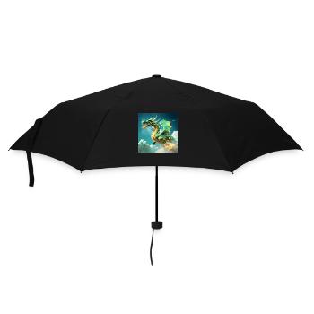 FOX0610 green dragon - Regenschirm (klein) - Schwarz - Vorne