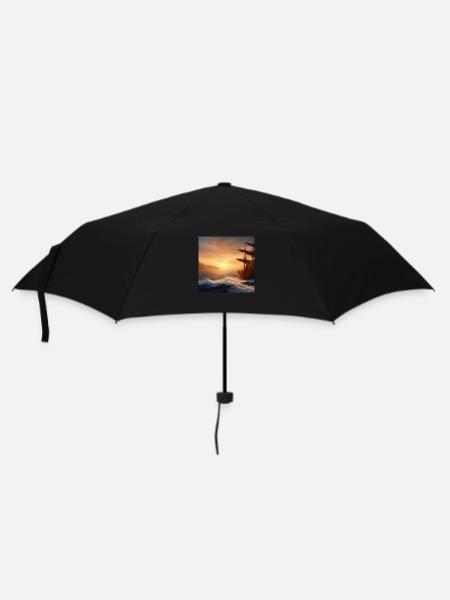 Segelschiff auf dem Meer - Regenschirm (klein) - Schwarz