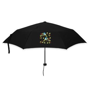 Bunte Vögel - Regenschirm (klein) - Schwarz - Vorne
