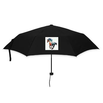 Feuriges Pferd Nr. 9 - Regenschirm (klein) - Schwarz - Vorne