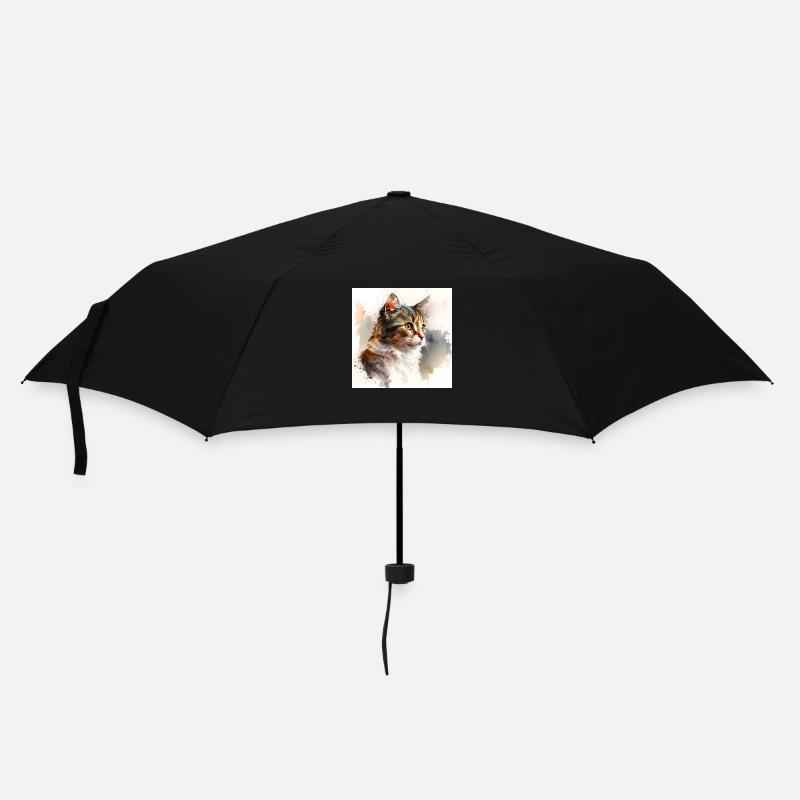Niedliche Katze Kätzchen Aquarell - Regenschirm (klein) - Schwarz