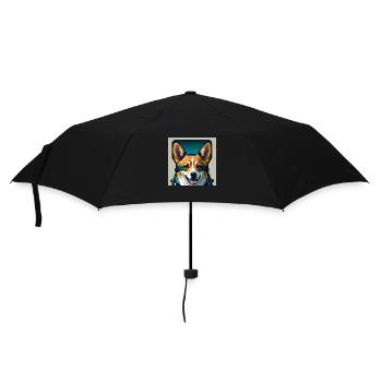 Astronauten-Corgi - Regenschirm (klein) - Schwarz - Vorne