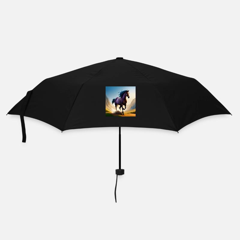 Galloping horse in sand - Umbrella (small) - black