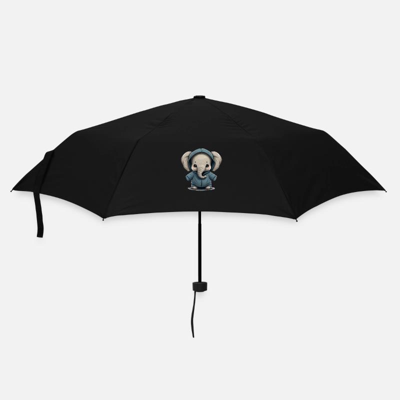 Babyelefant mit Hoodie - Regenschirm (klein) - Schwarz