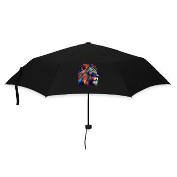 Lion Head Oil Painting Gift - Umbrella (small) - black - Front