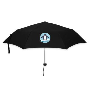 Cute surfing penguin on a surfboard - Umbrella (small) - black - Front