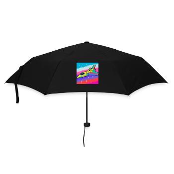Das farbige Raumschiff - Regenschirm (klein) - Schwarz - Vorne